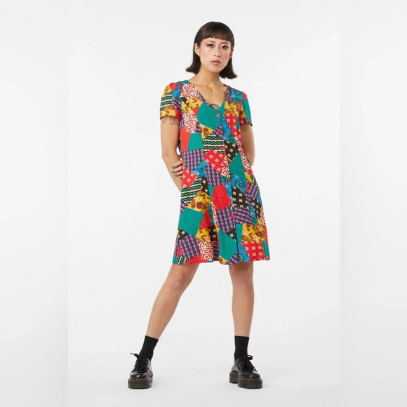 Dangerfield Patchwork Viscose Dress size AU 12/8 - Picture 10 of 13